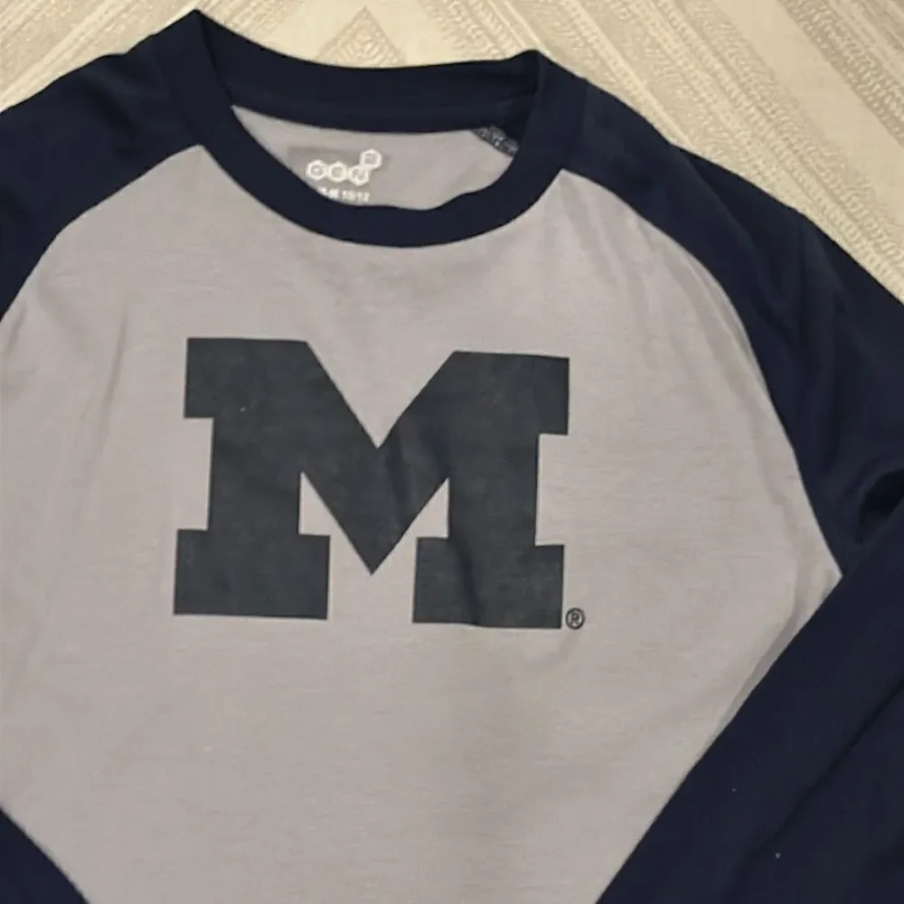 Gen2 Boys Michigan Grey & Navy Blue Raglan Long Sleeve Shirt